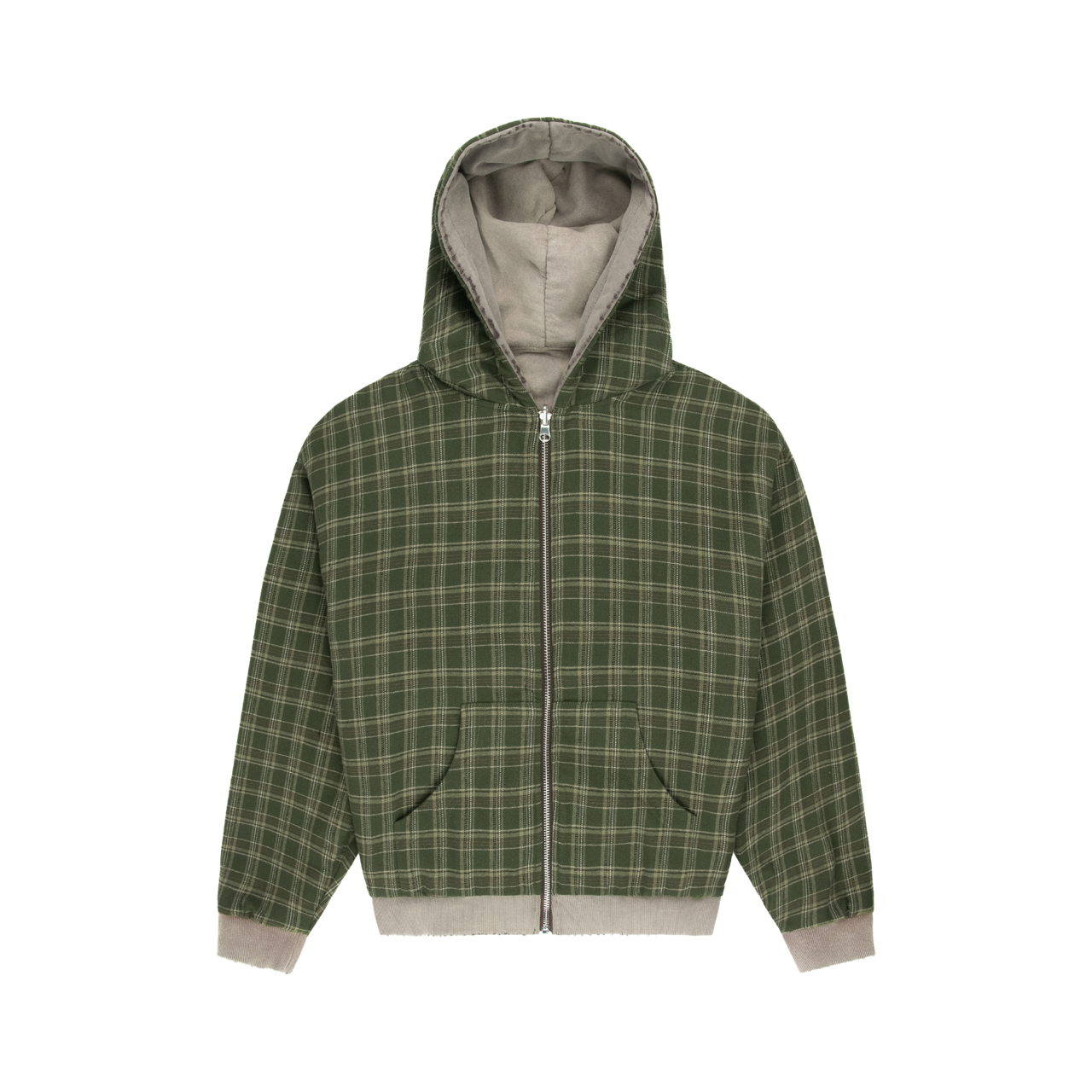 Reversible Plaid Zip Hoodie